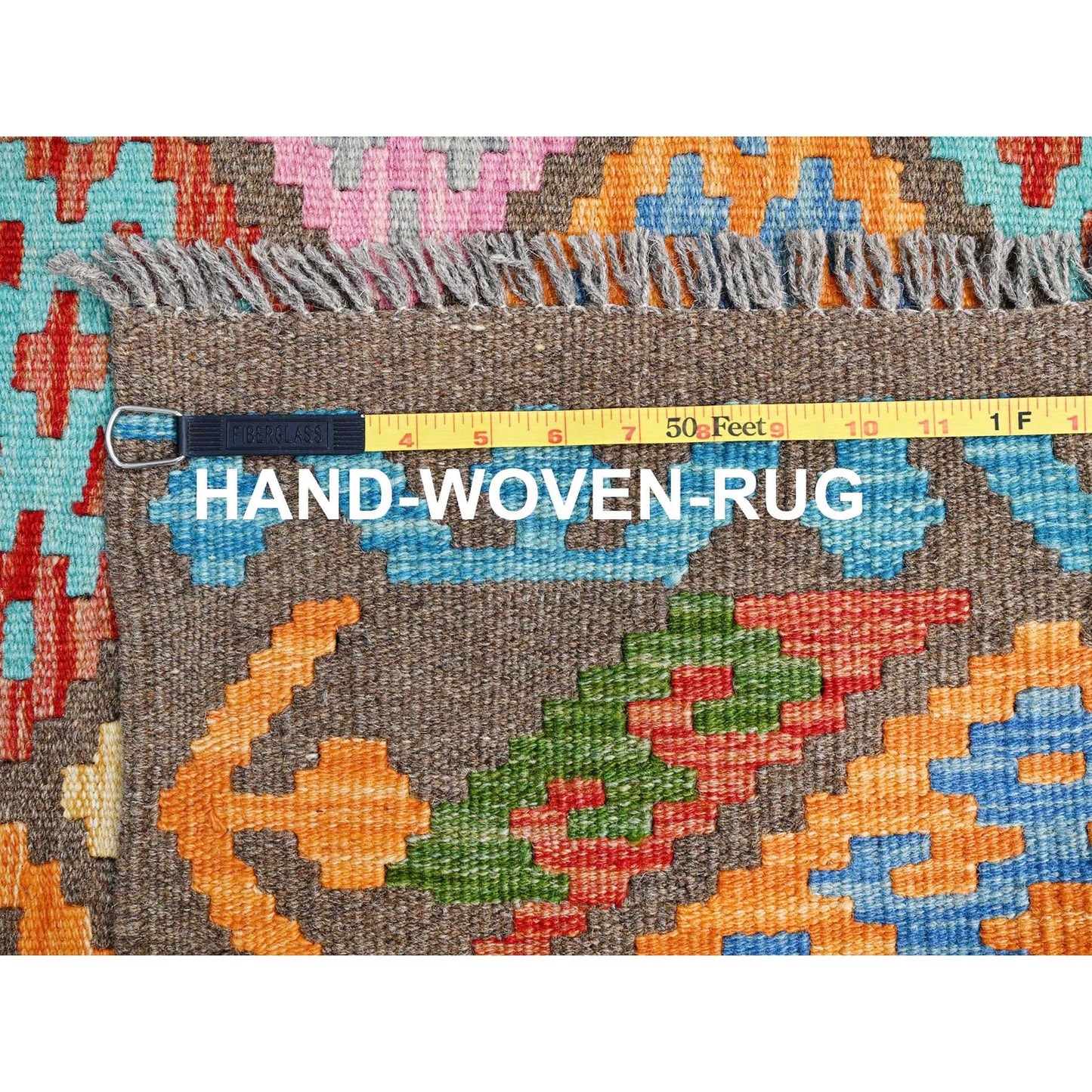 6'8"X9'9" Colorful Soft Wool Afghan Kilim Hand Woven Oriental Rug