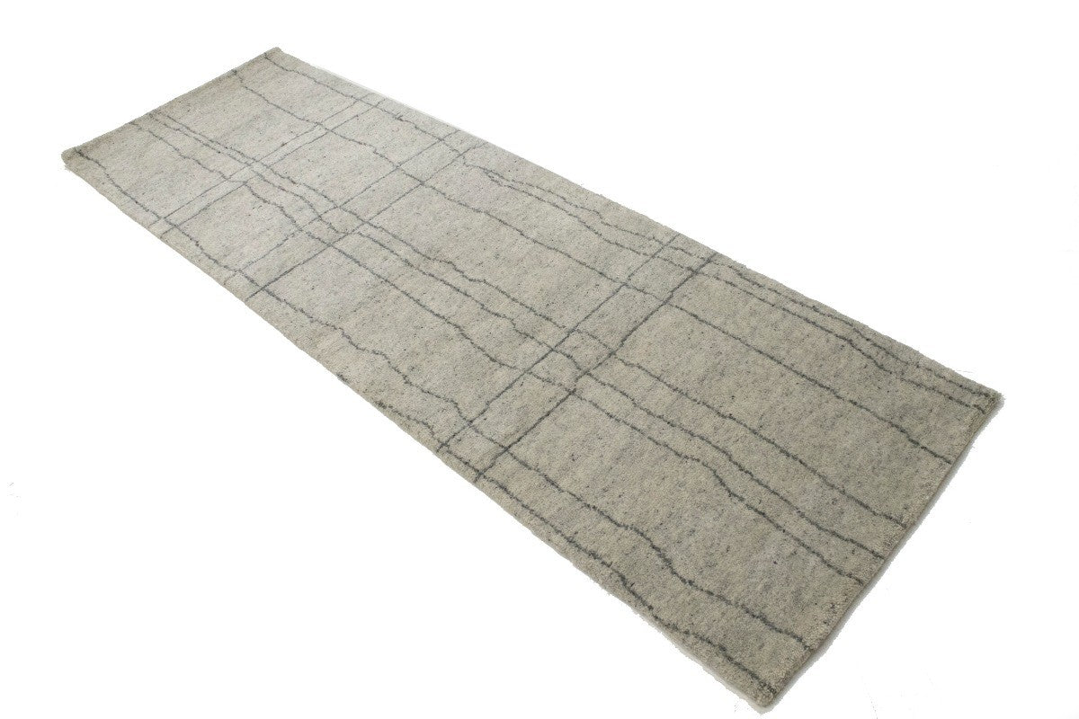 Handmade Moroccan Wool Runner Rug 3X8 ft Tribal Contemporary Oriental Carpet