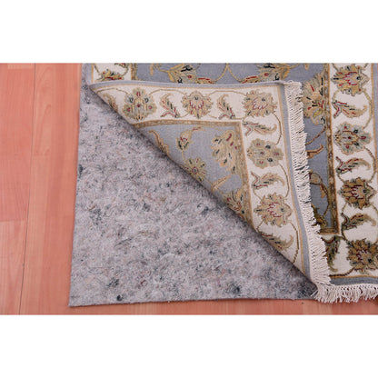 2'7"X18'8" Santorini Blue Rajasthan Hand Knotted Wool Silk Xl Runner Rug