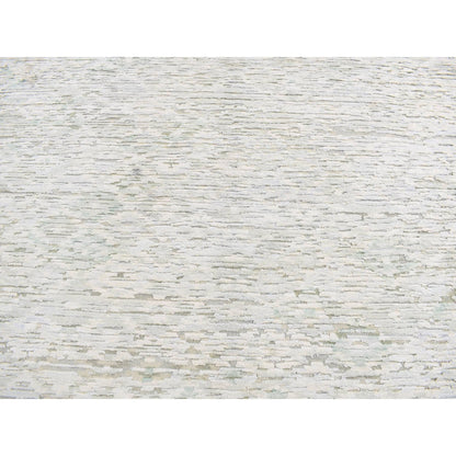 9'10"X14' Ivory Pure Silk With Wool Fluffy Collection Hand Knotted Rug