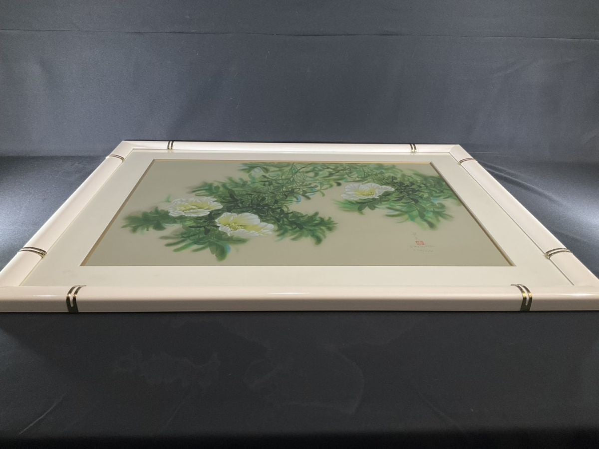 David Lee (Li Tian Wen) Lithograph "White Flowers" Signed, Numbered Framed