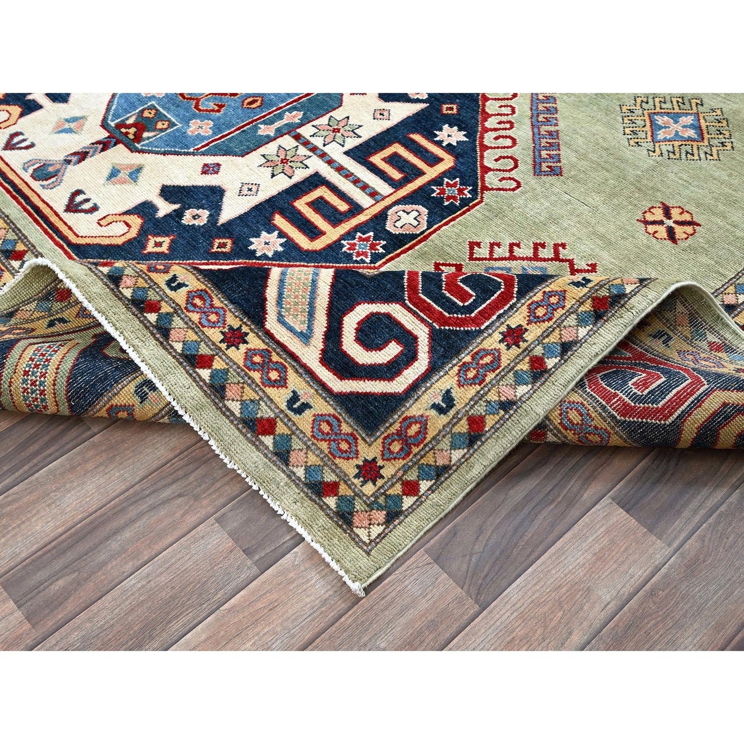 8'X10'4" Green Afghan Special Kazak Hand Knotted Pure Wool Oriental Rug