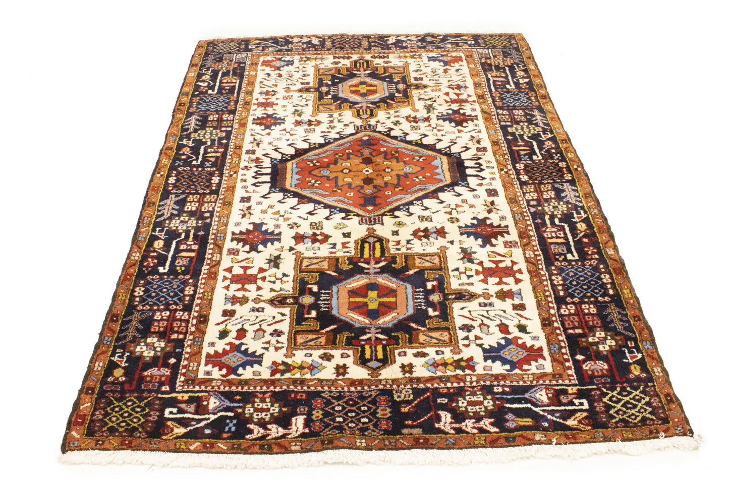 Rare Vintage Oriental Rug Geometric Design Boho