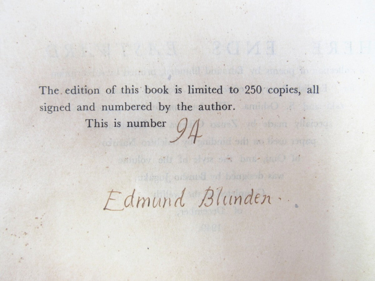 Edmund Blunden "Eastward" Signed Ed94/250 Blunden Poetry Publication Society