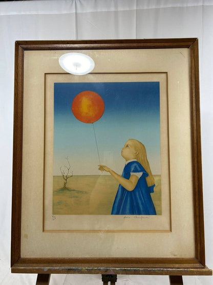 Avon Campana Lithograph Spring Girl With Balloon Framed Signed Numbered