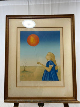 Avon Campana Lithograph Spring Girl With Balloon Framed Signed Numbered