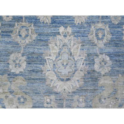 8'9"X12' Blue Hand Knotted Fine Peshawar Mahal Design Wool Oriental Rug