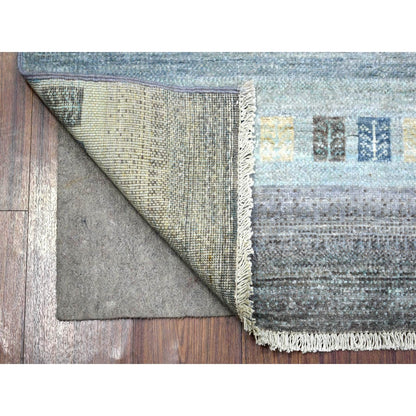 2'8"X7'8" Gray Afghan Kashkuli Gabbeh Design Wool Hand Knotted Runner Rug