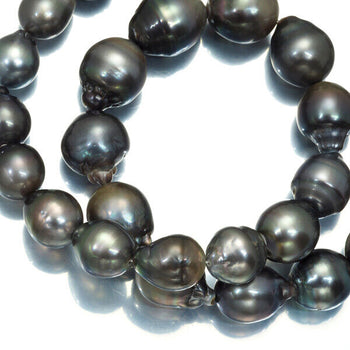 Black South Sea Pearl 10.2-13.5Mm Necklace 14K 585 White Gold