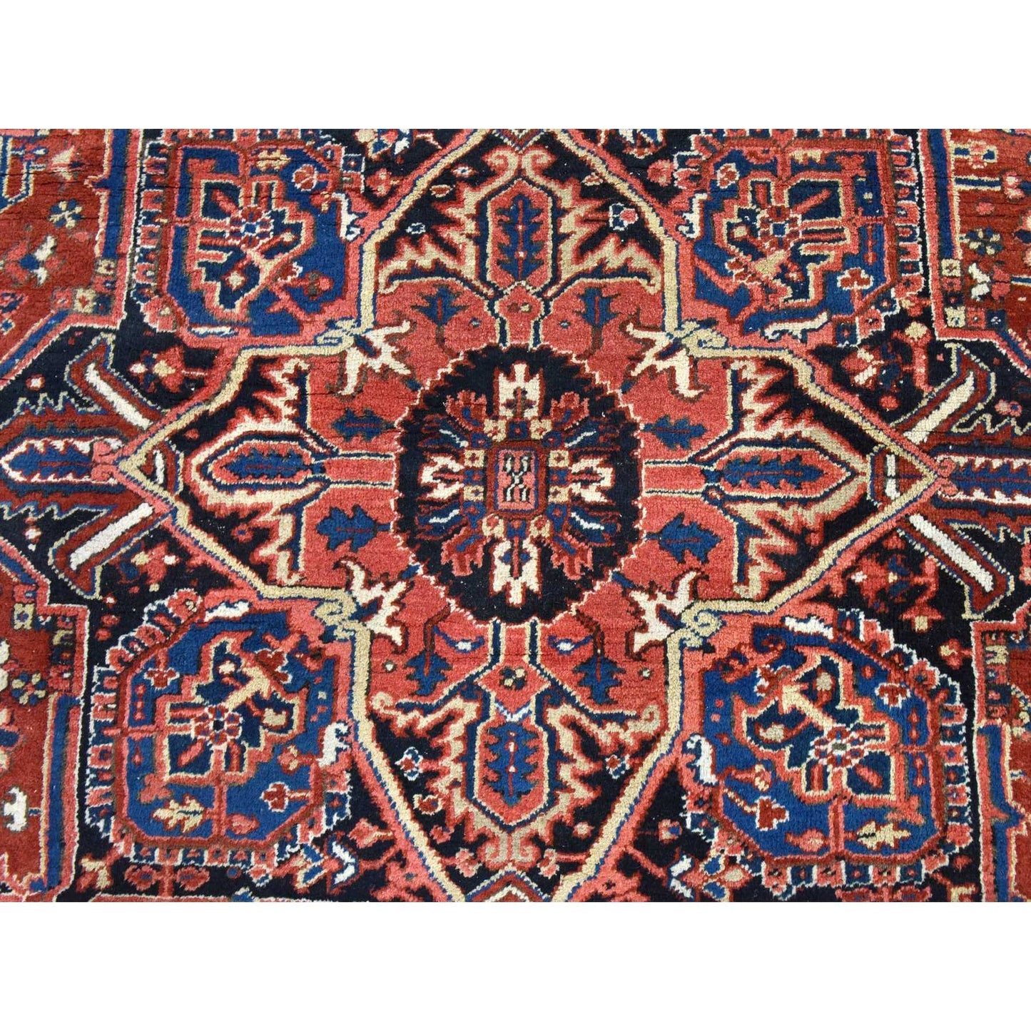8'X11'3" Crimson Red Antique Zoroastrian Heris Pure Wool Hand Knotted Rug