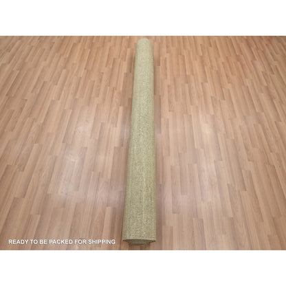 6'X9' Brown Modern Grass Design Hand Knotted Wool And Silk Oriental Rug