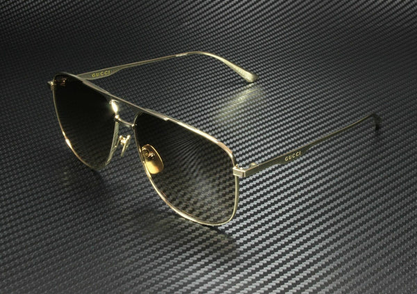 GUCCI GG0336S 001 Gold Brown Men's Rectangle Sunglasses 60 mm