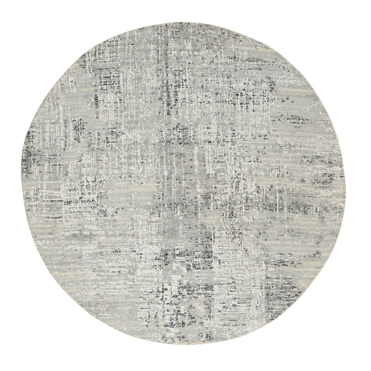 6'X6' Light Gray Modern Design Natural Wool Hand Knotted Round Rug