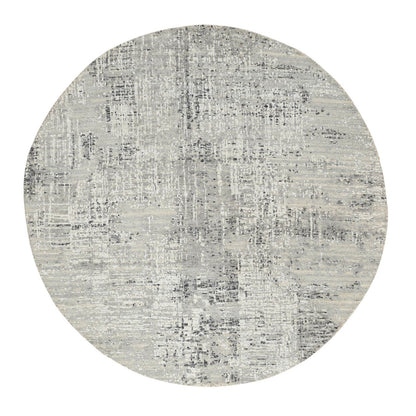 6'X6' Light Gray Modern Design Natural Wool Hand Knotted Round Rug