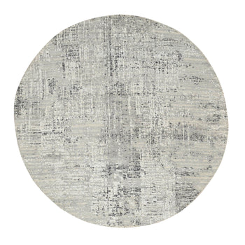 6'X6' Light Gray Modern Design Natural Wool Hand Knotted Round Rug