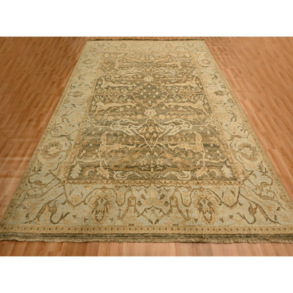 8'10"X12'2" Brown Bijar Garus Design Distressed Hand Knotted Wool Rug
