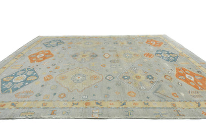 Handmade Oushak Pakistan Rug Muted Colors Floral