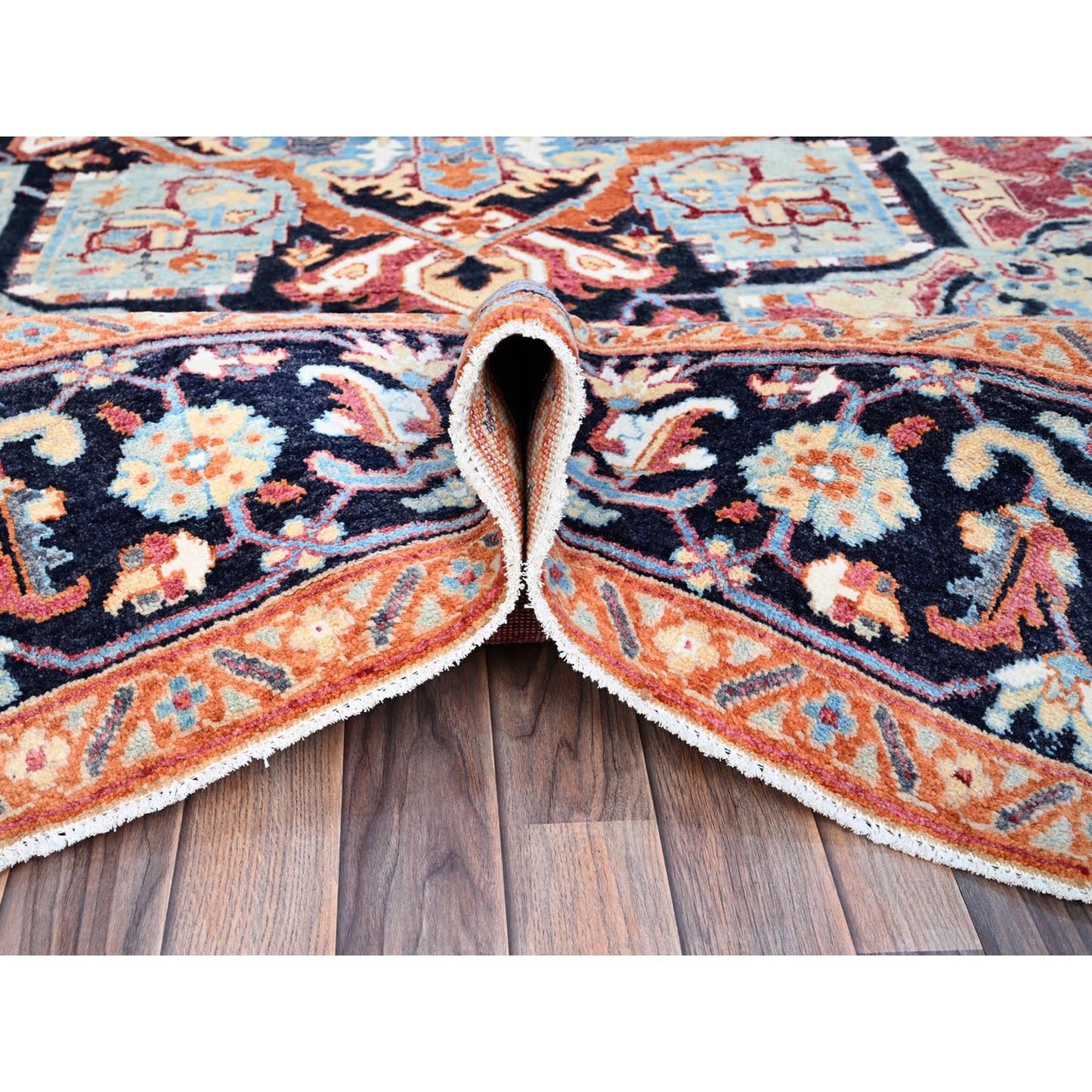 9'2"X11'8" Pink Seeripe Heris Wool Hand Knotted Denser Weave Oriental Rug