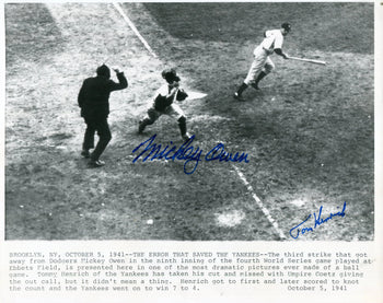 Mickey Owen Tom Henrich Autographed 8X10