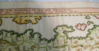 1715 Reland Map Of Japan 66 Provinces Nagasaki Port Coat Of Arms Handcolored