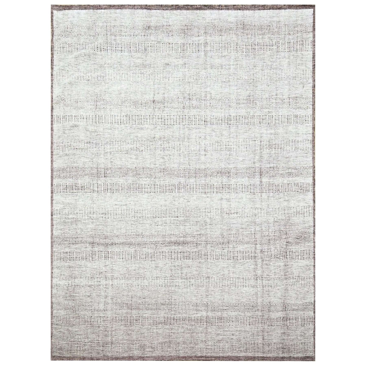 8'9"X12'1" Red & White Oxidized Grass Design Hand Knotted Pure Wool Rug