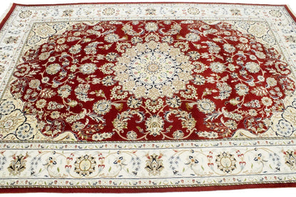 Handmade Indo-Nain Oriental Rug Classic Floral Design Living Room Carpet 6X9 ft