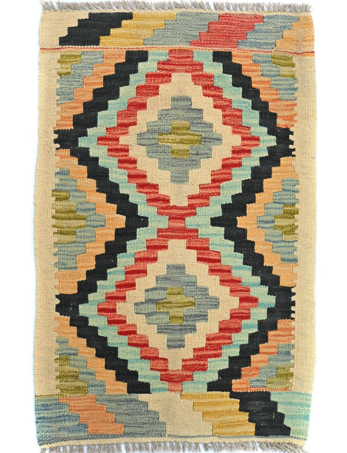 Reversible 2X3 Kilim Flat-Woven Oriental Rug Small Decor for Bedroom Bathroom