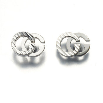 Gucci Earrings Double G Stripe 18K 750 White Gold