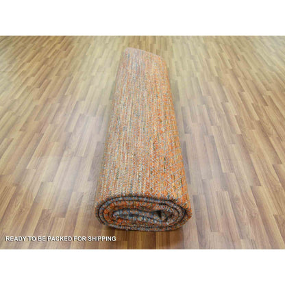 10'3"X14' Orange Modern Chiaroscuro Collection Hand Knotted Wool Rug