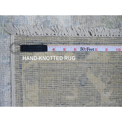 4'X5'10" Sonic Gray Hand Knotted Afghan Angora Oushak Wool Oriental Rug