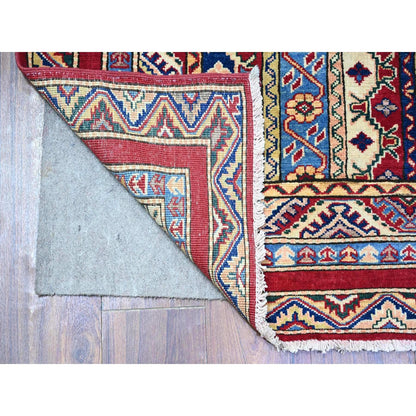 5'4"X7'7" Vermilion Red Hand Knotted Afghan Super Kazak Shawl Wool Rug