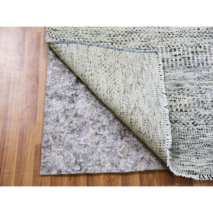 2'6"X20'5" Gray Undyed Wool Hand Knotted Grass Design Xl Runner Rug