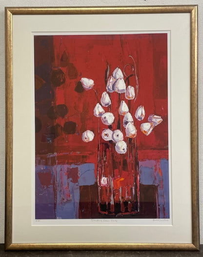 Kirsty Wither Signed Original Lithograph Print Framed "Still Life Flower"