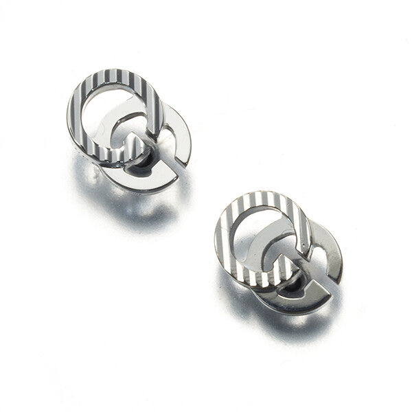 Gucci Earrings Double G Stripe 18K 750 White Gold