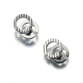 Gucci Earrings Double G Stripe 18K 750 White Gold