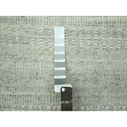 2'7"X12'1" Gray Hand Knotted Rug Oxidized Grass Design Wool Runner