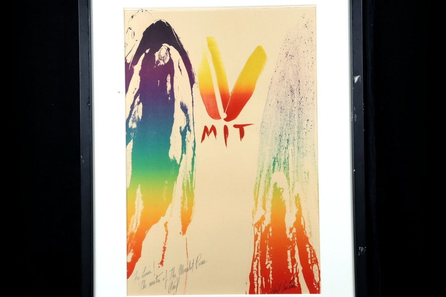 Paul Jenkins "Mit" Hand Signed Silkscreen Print 59X40Cm W/ Dedication 1970S