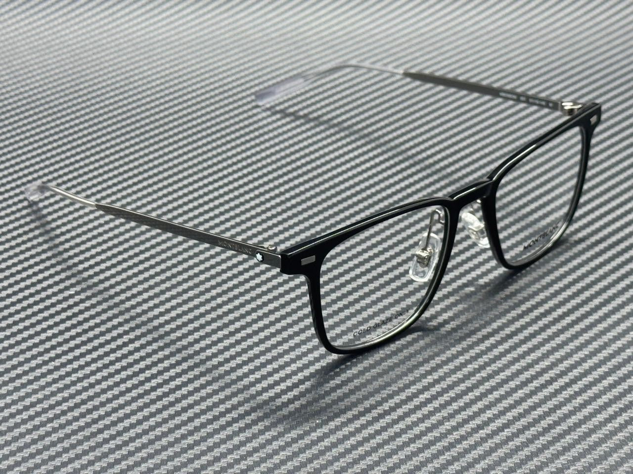 MONT BLANC MB0395ON 001 Shiny Black Silver 51 mm Medium Eyeglasses