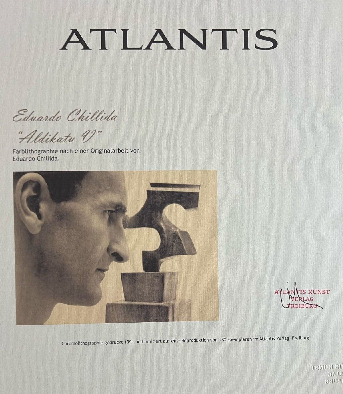 Eduardo Chillida Lithograph Coa Signed Numbered By Hand 180 Ex