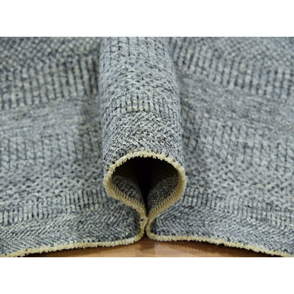 Rug 8'x8' Glacier Gray Modern Grass Hand Knotted Wool Square Oriental