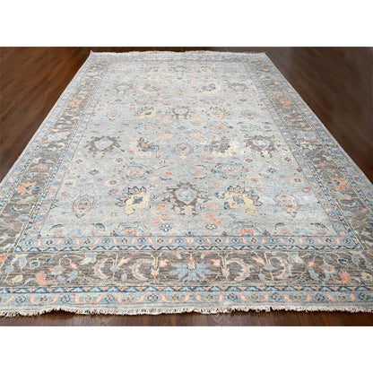 12'X17'9" Harbor Gray Hand Knotted Supple Oushak Wool Oversized Rug