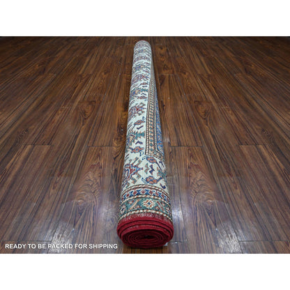6'1"X9'3" Currant Red Hand Knotted Super Kazak Geometric Oriental Rug