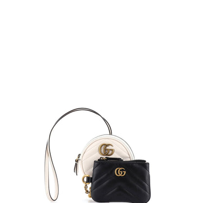 Gucci Gg Marmont Coin Purse And Key Case Matelasse Chevron Leather
