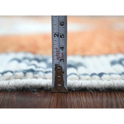 2'7"X10'2" Orange Geometric Moroccan Weave Wool Hand Knotted Runner Rug