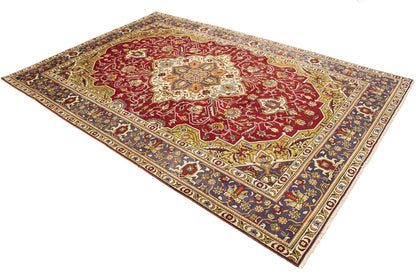 Hand-Knotted Vintage Oriental Rug Red Traditional
