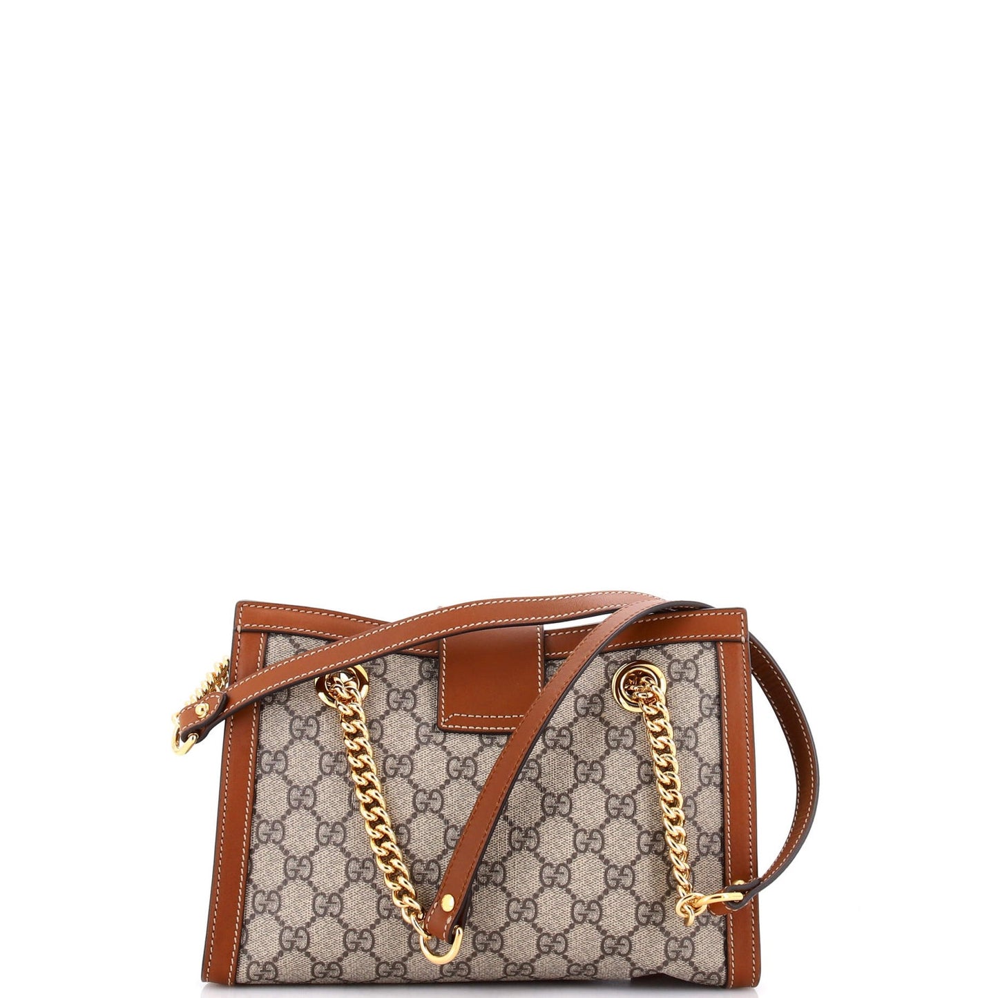 Gucci Padlock Chain Tote Gg Coated Canvas With Leather Small