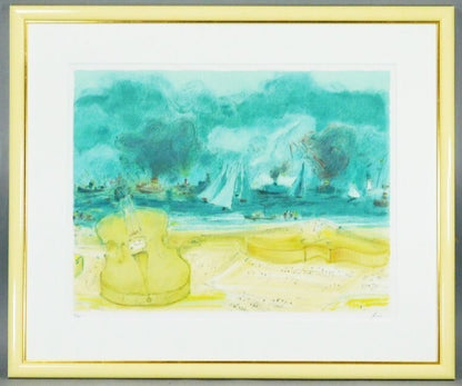 Jean Fusaro Lithograph Print Bouquet And Sea