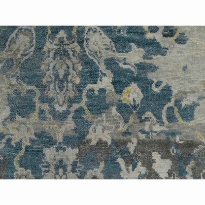 2'X3'1" Blue Broken Pattern Oushak Design 100% Wool Hand Knotted Mat Rug