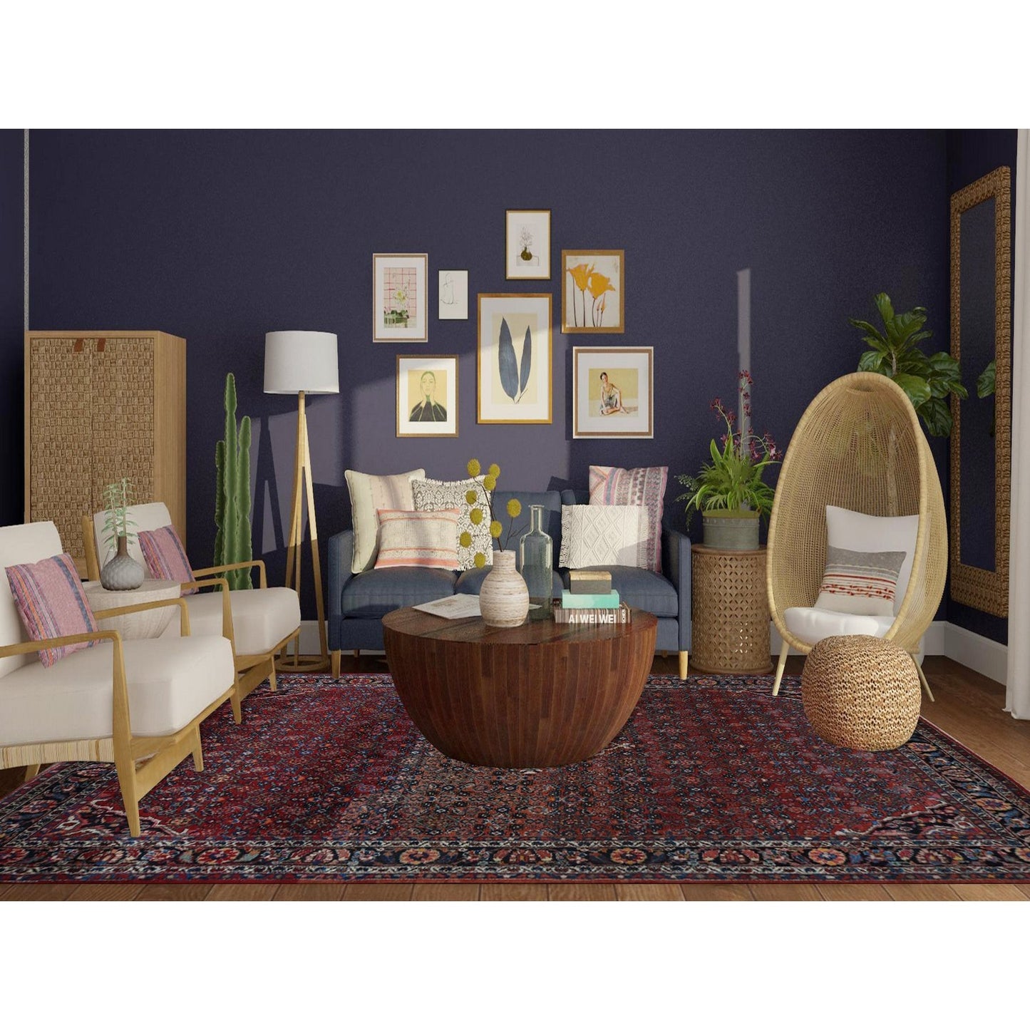 8'5"X11'3" Pompeian Red Wool Hand Knotted Antique Zoroastrian Hamadan Rug