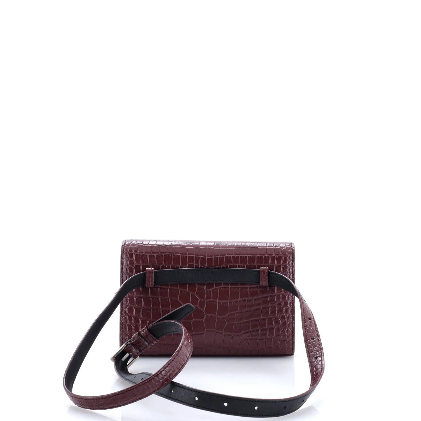Saint Laurent Classic Monogram Kate Belt Bag Crocodile Embossed Leather